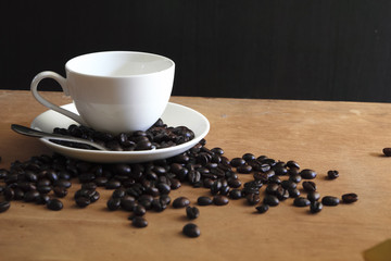 coffee beans and coffee cup
