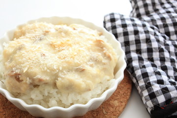 italian cuisine, Doria white sauce and chicken on rice