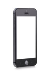 Black modern iphone mobile smartphone mockup with blank screen