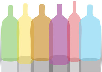 color vector background with empty glass bottles