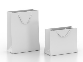 two white package with handles in the 3-d visualization