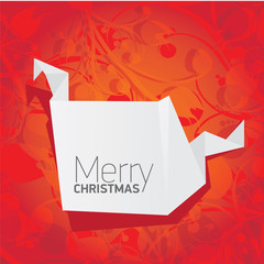 merry christmas background with white origami banner