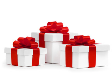 Gift boxes with red bow