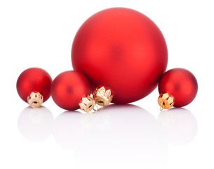 Red Christmas balls isolated on white background