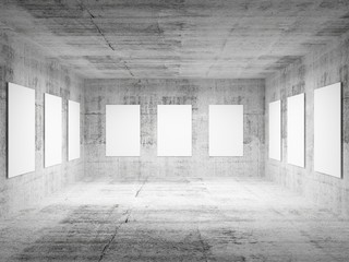 Empty art gallery concrete hall 3d interior