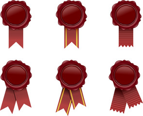 wax seals set with ribbons