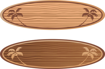 Naklejka premium Wooden surf boards with hawaii concept. To see the other vector surfboard illustrations , please check Surfboards collection.
