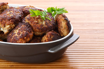 fried meatballs with herbs