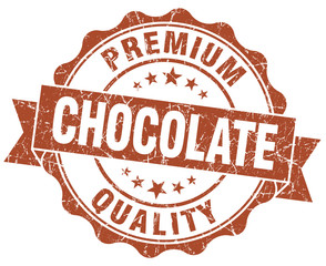 Obraz premium Chocolate brown scratched vintage seal isolated on white