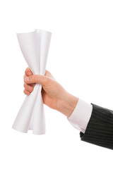 Creased paper in hand