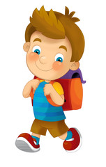 Cartoon child going to school - illustration for children