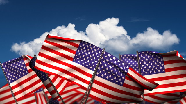 Waving American Flags