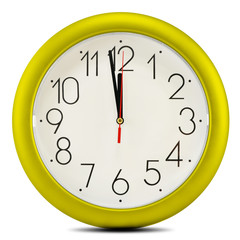 Wall clock isolated on white background. Twelve o'clock