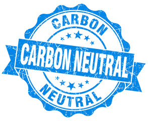 Carbon neutral blue vintage seal isolated on white