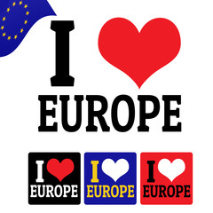 I love Europe sign and labels
