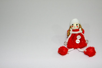 Cute Crocheted Doll In Red Dress