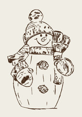 Schneemann Illustration Zeichnung