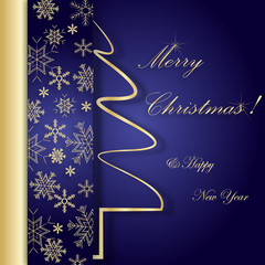 Złoto granatowa karta świąteczna