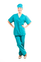 female intern nurse isolated on white background