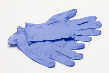 Blue latex gloves, horizontal