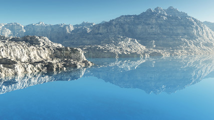 Virtual landscape.3D rendered Illustration