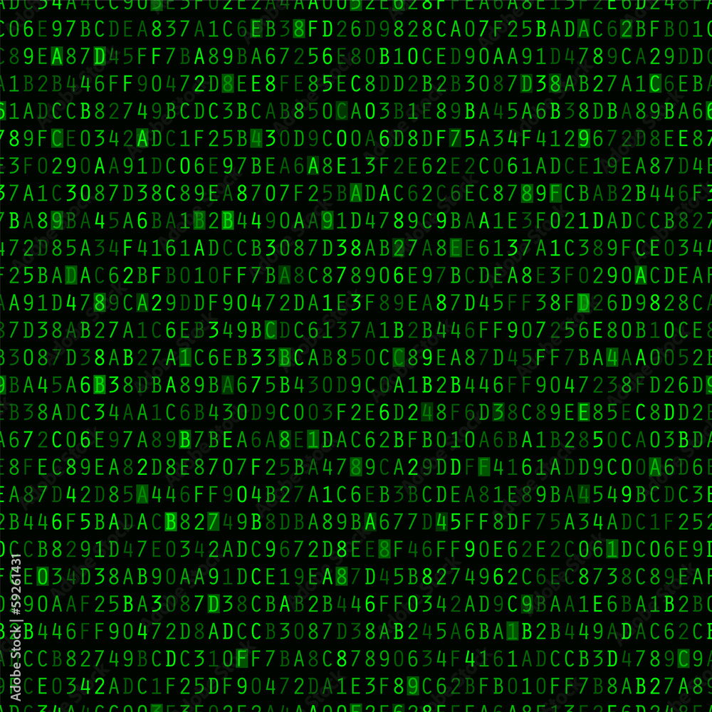 Wall mural repeating hexadecimal background