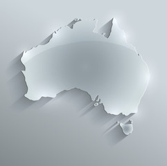 Australia map glass card paper 3D vector flag