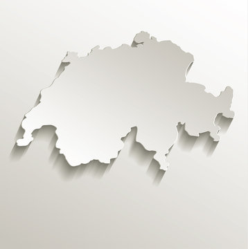 Switzerland map card paper 3D natural vector