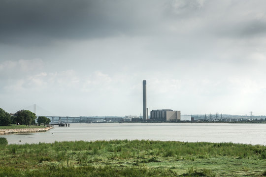 View of Dartford Bridge and river Thames from Purfleet