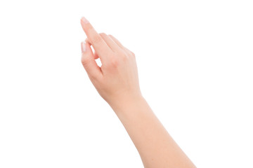 Woman hand touching or pointing to something