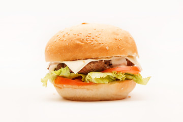 hamburger on the white
