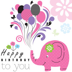 Happy birthday elephant vector - 59264861