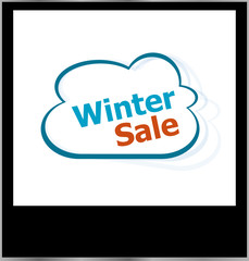 winter sale word on cloud, isolated photo frame