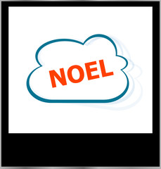 noel word on cloud, isolated photo frame