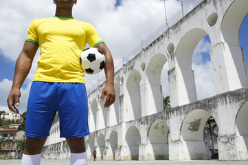 Brazilian Football Player Holding Soccer Ball Rio