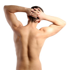 Handsome young muscular sportsman, isolated on white