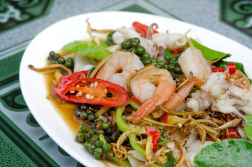 seafood with  mix herbs