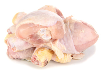 Raw chicken legs isolated on white