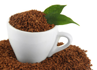 Cup of instant coffee isolated on white