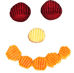 Beautiful sliced vegetables, isolated on white