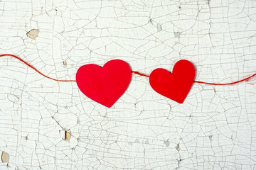 Hearts on the wooden background