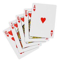 Royal flush. Playing cards isolated on a white background