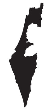black and white map of Israel