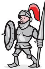 Knight Shield Holding Lance Cartoon
