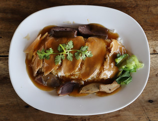 Rice with roast duck