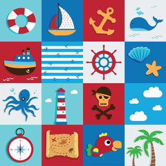 Nautical and Sea Set, Marine icon, pirate