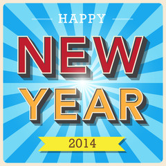 Happy new year retro poster