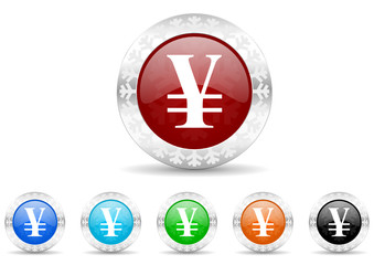 yen icon vector set