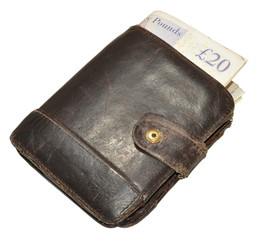 Old Leather Wallet And Bank Notes