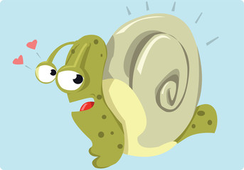 snail in love with his new house